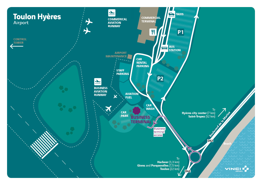 Plan général avec aviation d'affaires et parkings